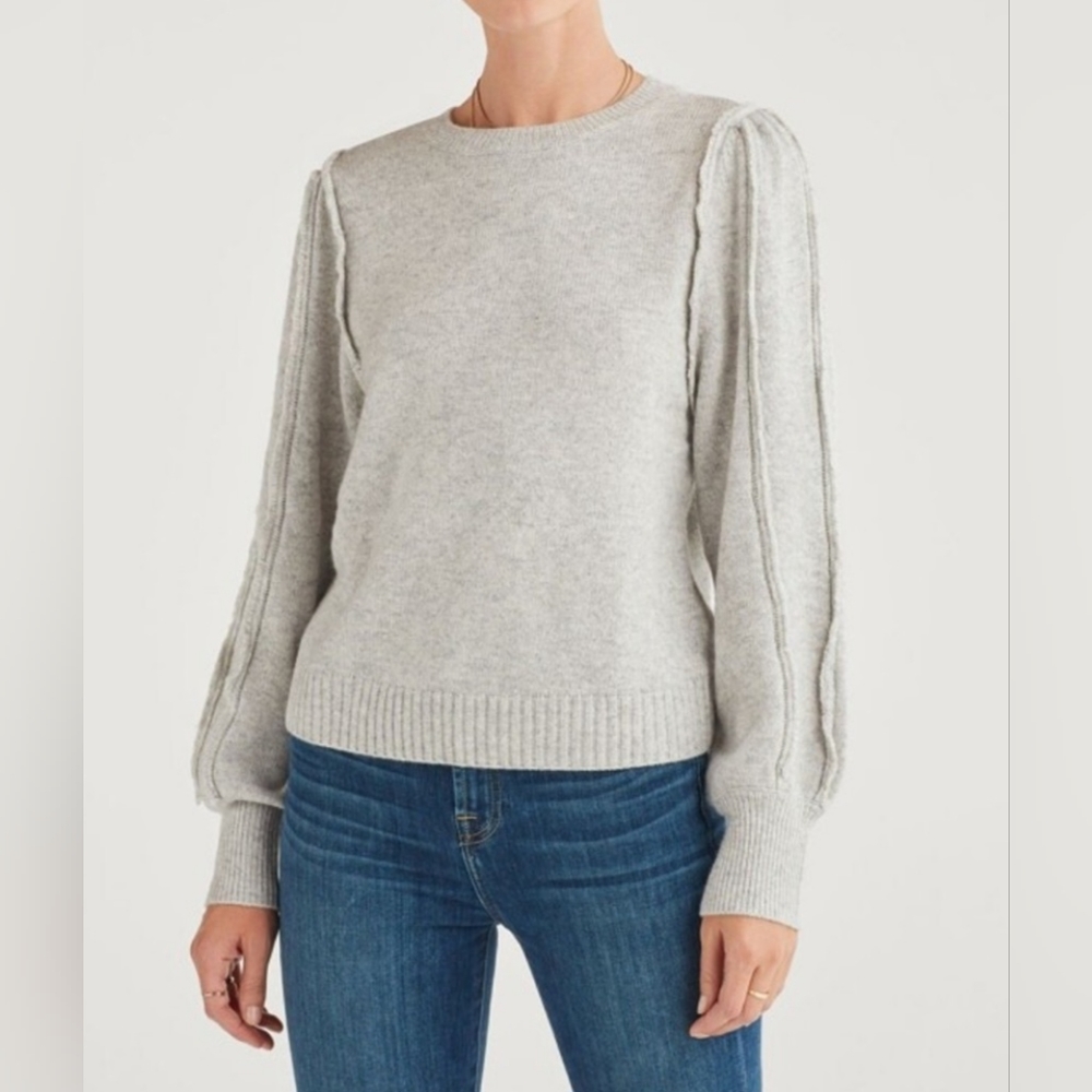 7 for all mankind merino wool and cashmere fringe sleeve pullover in large